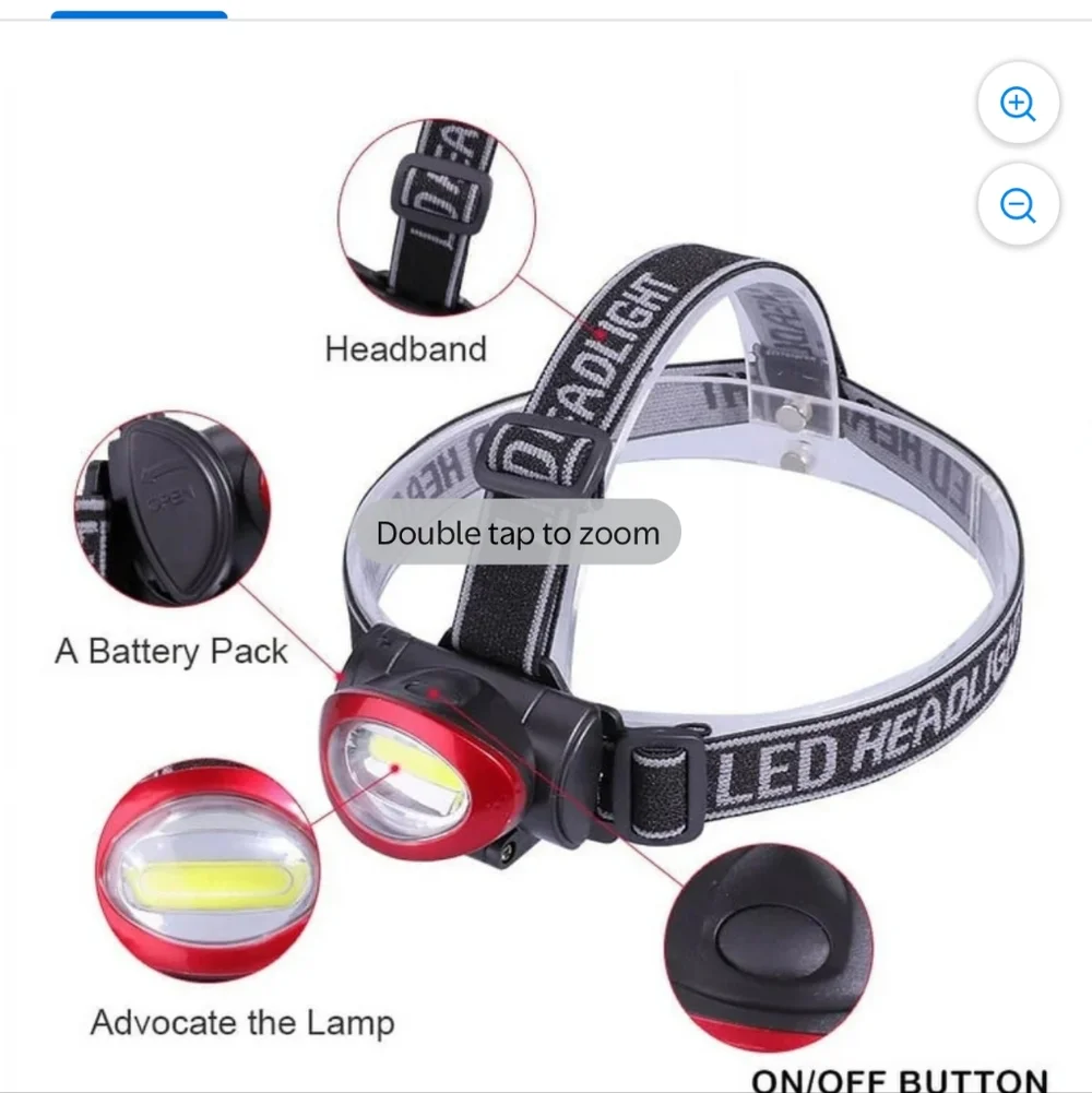 LED Headlamp with Adjustable Black Strap and Red Bezel